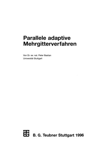 Cover for Parallele adaptive Mehrgitterverfahren