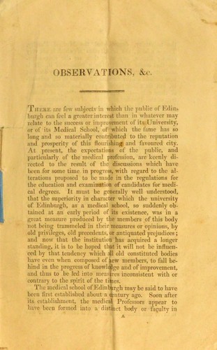 Cover for Observations, &c