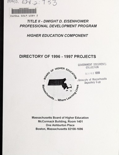Cover for Title II--Dwight D. Eisenhower professional development program higher education component
