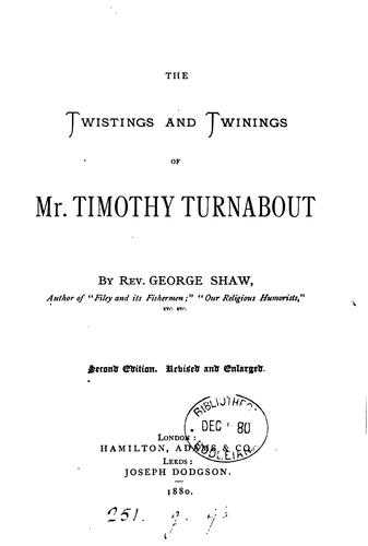 Cover for The twistings and twinings of Mr. Timothy Turnabout