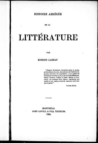 Cover for Histoire abrégée de la littérature