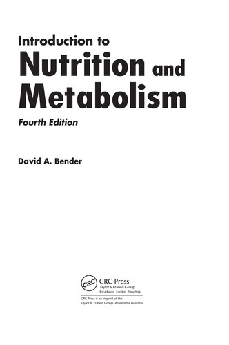 Cover for Introduction to nutrition and metabolism