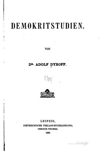 Cover for Demokritstudien.