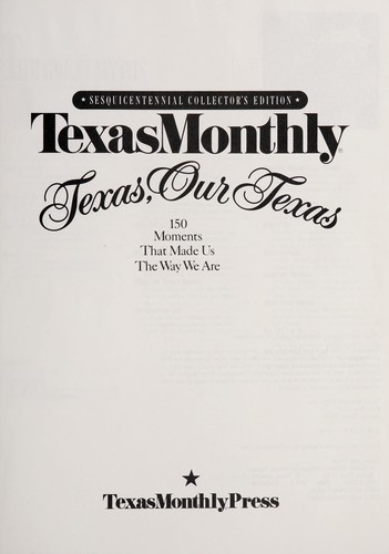 Cover for Texas, our Texas