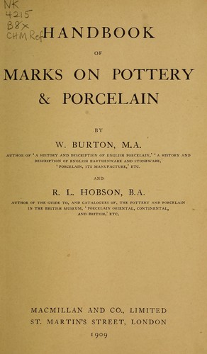 Cover for Handbook of marks on pottery & porcelain