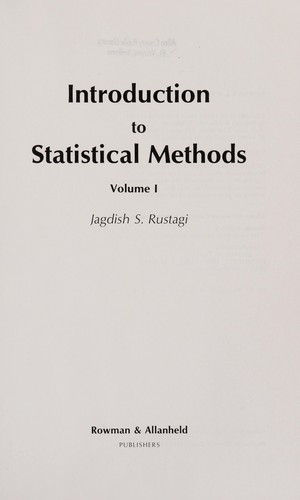 Cover for Introduction to statistical methods