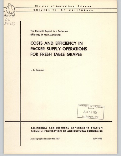 Cover for Costs and efficiency in packer supply operations for fresh table grapes