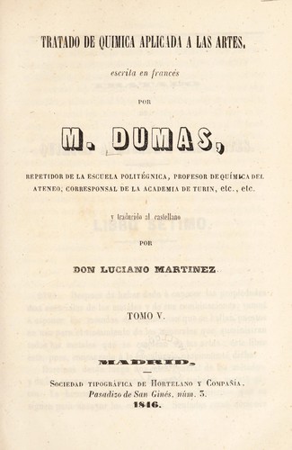 Cover for Tratado de qu©Ưmica aplicada a las artes ...