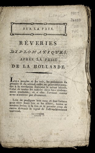 Cover for Sur la paix