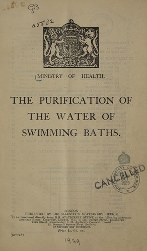 Cover for The purification of the water of swimming baths.