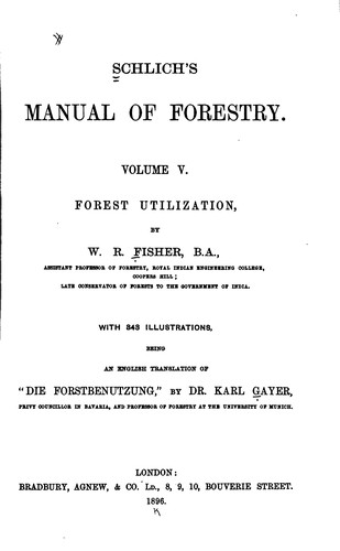 Cover for A Manual of Forestry ...