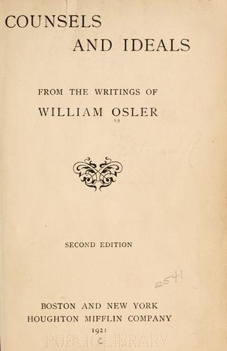 Cover for Counsels and ideals from the writings of William Osler.