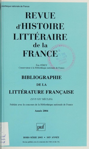 Cover for Bibliographie de la littérature française, XVIe-XXe siècles