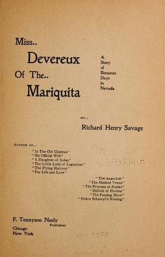 Cover for Miss Devereux of the Mariquita