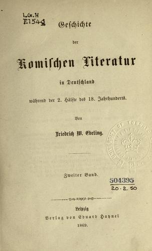 Cover for Geschichte der komischen Literatur in Deutschland während der 2. Hälfte des 18. Jahrhunderts.