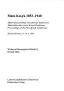 Cover for Mato Kosyk 1853-1940