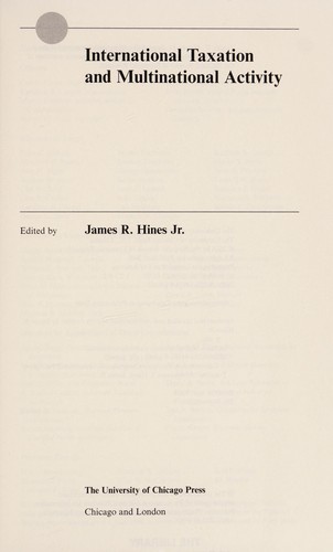 Cover for International taxation and multinational activity