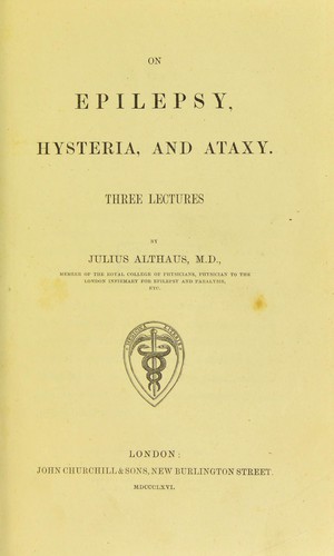 Cover for On epilepsy, hysteria and ataxy