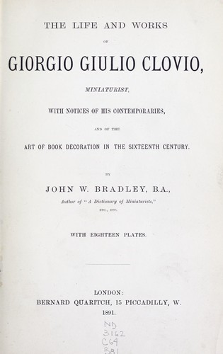 Cover for The life and works of Giorgio Giulio Clovio, miniaturist