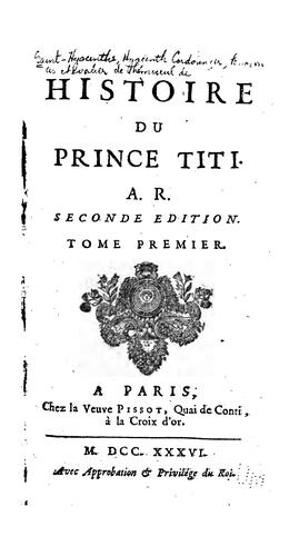 Cover for Histoire du prince Titi, A. R.