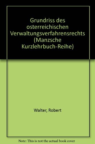 Cover for Grundriss des österreichischen Verwaltungsverfahrensrechts