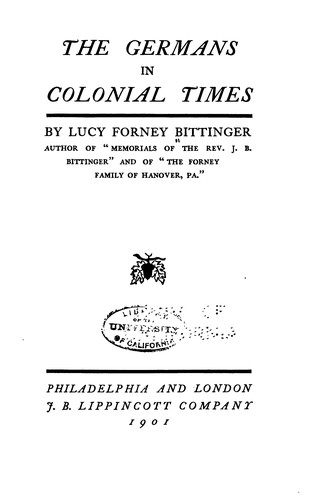 Cover for The Germans in Colonial Times