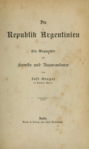 Cover for Die Republik Argentinien