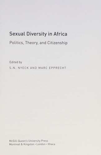 Cover for Sexual Diversity in Africa