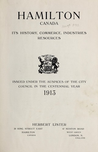 Cover for Hamilton, Canada