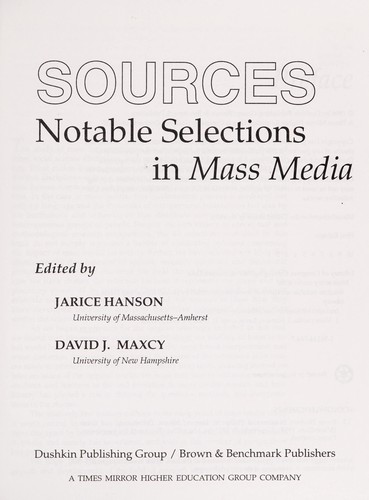 Cover for Sources.