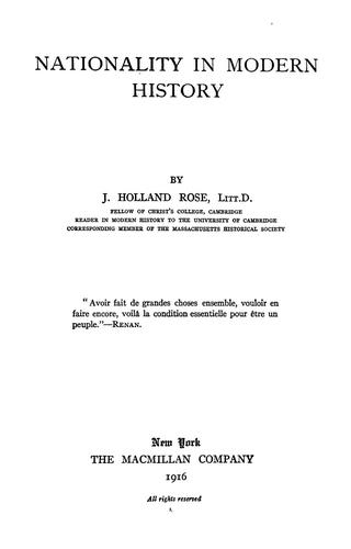 Cover for Nationality in modern history