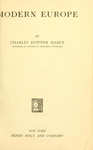 Cover for Modern Europe