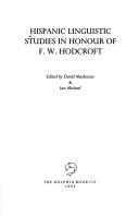 Cover for Hispanic linguistic studies in honour of F.W. Hodcroft