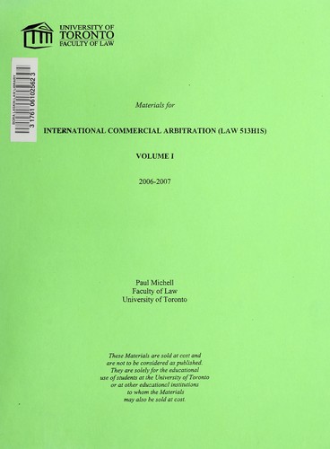 Cover for Materials for international commercial arbitration (513H1S)