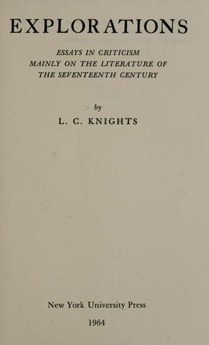 Cover for Explorations