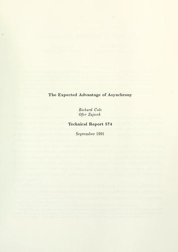 Cover for The expected advantage of asynchrony.
