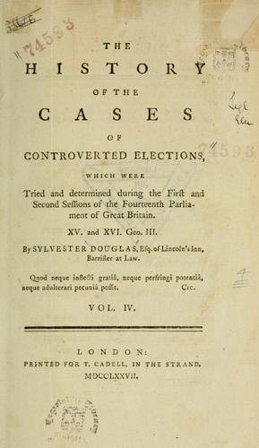 Cover for The history of the cases of controverted elections.