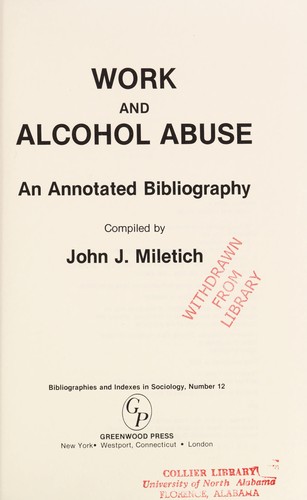 Cover for Work and alcoholabuse