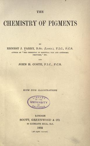Cover for The chemistry of pigments