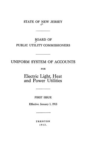 Cover for Uniform system of accounts for electric light, heat and power utilities