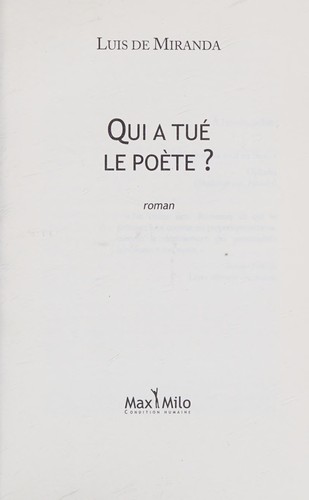 Cover for Qui a tué le poète ?