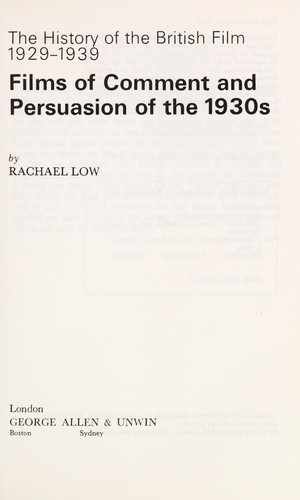 Cover for The history of the British film, 1929-1939