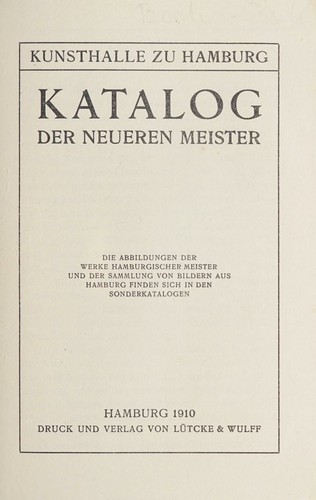 Cover for Katalog der neueren Meister