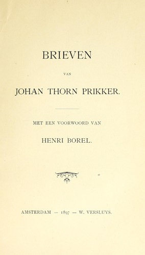Cover for Brieven van Johan Thorn Prikker