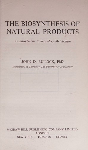 Cover for THE BIOSYNTHESIS OF NATURAL PRODUCTS