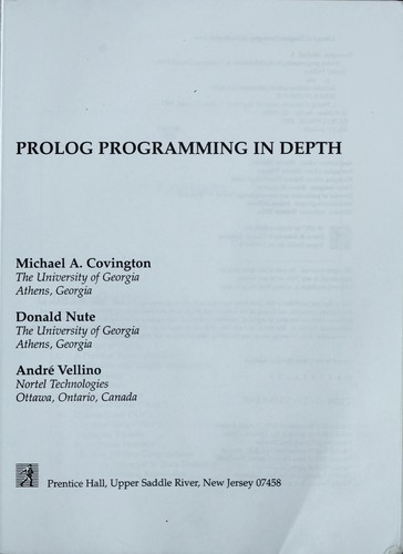Cover for Prolog programming in depth