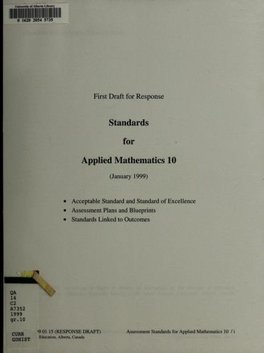 Cover for Standards for applied mathematics 10