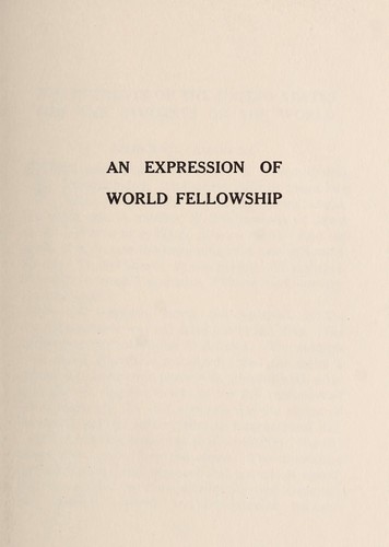 Cover for An expression on world fellowship