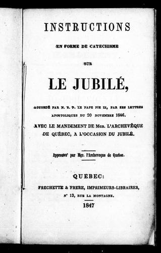 Cover for Instructions en forme de catéchisme sur le jubilé