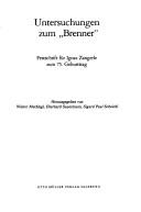Cover for Untersuchungen zum "Brenner"
